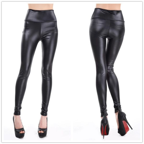 women's leggings spring 9602 european and american counter color large size high waist matte imitation leather elastic pant, Black
women's leggings spring 9602 european and american counter color large size high waist matte imitation leather elastic pant, Black