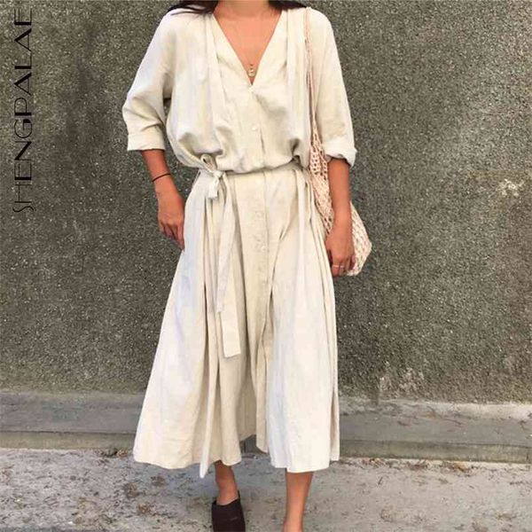 shengpllae minimalist dress women's spring v-neck single breasted large size lace up waist short sleeve mid-calf dresse 210427, Black;gray
shengpllae minimalist dress women's spring v-neck single breasted large size lace up waist short sleeve mid-calf dresse 210427, Black;gray