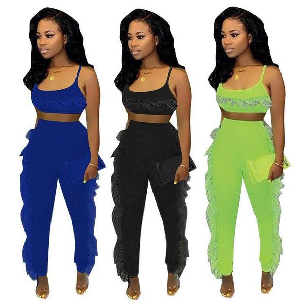 lemon gina 2021 summer tank & tassel splicing pants suit two piece set party club beach tracksuit f8224 women's tracksuits, Gray
lemon gina 2021 summer tank & tassel splicing pants suit two piece set party club beach tracksuit f8224 women's tracksuits, Gray