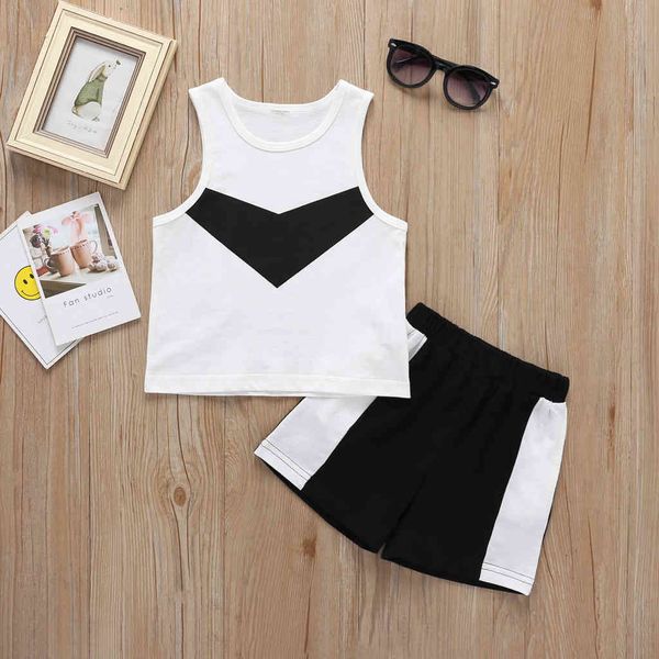 2021 boys' color matching sleeveless summer pants set sunshine vitality t-shirt two piece, White
2021 boys' color matching sleeveless summer pants set sunshine vitality t-shirt two piece, White