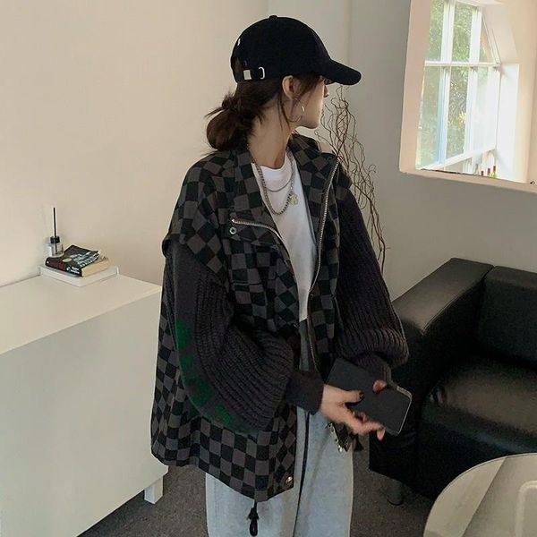 women's jackets retro dark gray denim jacket women spring autumn 2021 design sense patchwork knitting bubble long sleeve rac, Black;brown
women's jackets retro dark gray denim jacket women spring autumn 2021 design sense patchwork knitting bubble long sleeve rac, Black;brown