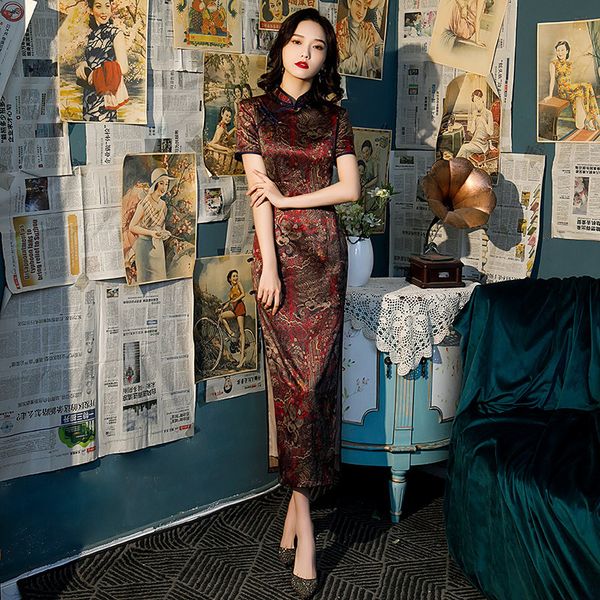 slim chinese mandarin collar qipao novelty vintage cheongsam women short sleeve evening party dressvestidos, Red
slim chinese mandarin collar qipao novelty vintage cheongsam women short sleeve evening party dressvestidos, Red