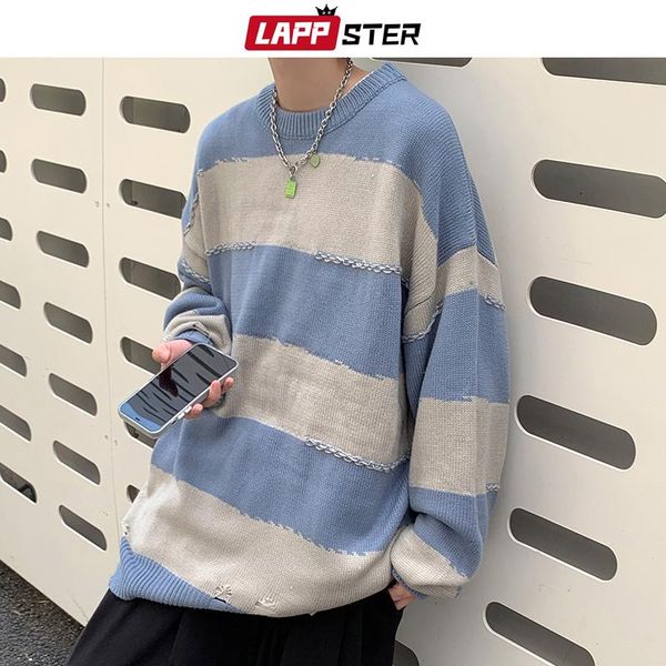men's sweaters lappster men harajuku striped knitted sweater 2021 mens oversized patchwork vintage pullovers male y2k korean fashion, White;black
men's sweaters lappster men harajuku striped knitted sweater 2021 mens oversized patchwork vintage pullovers male y2k korean fashion, White;black