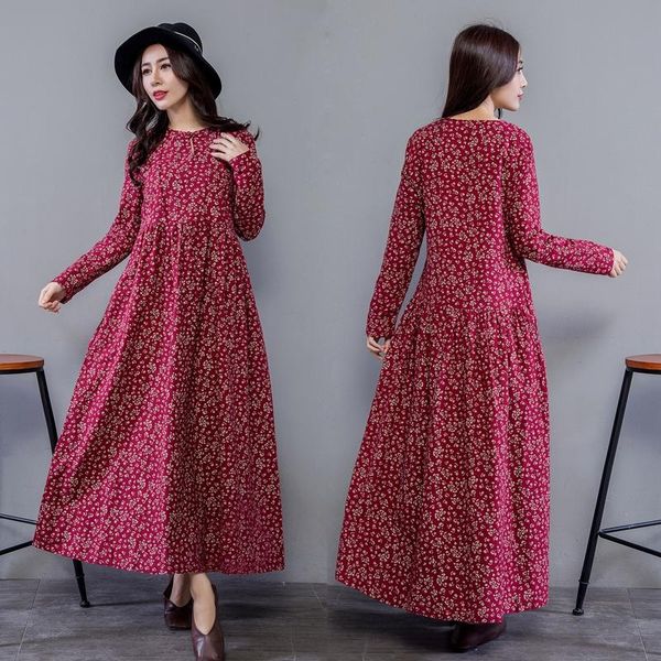 casual dresses ethnic vintage women cotton linen buckle floral print dress femme long sleeve loose maxi robe a-line vestidos, Black;gray
casual dresses ethnic vintage women cotton linen buckle floral print dress femme long sleeve loose maxi robe a-line vestidos, Black;gray