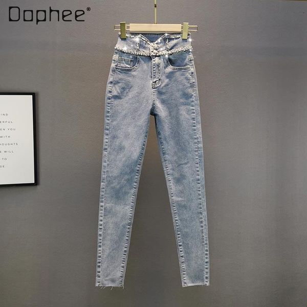 spring/summer cotton european heavy industries skinny jeans shiny rhinestone women's high-waisted pencil pants, Blue
spring/summer cotton european heavy industries skinny jeans shiny rhinestone women's high-waisted pencil pants, Blue