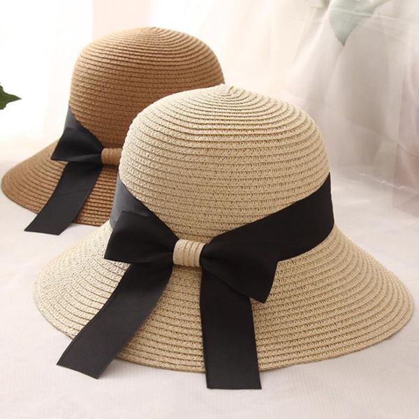wide brim hats summer women's hat korean-style bow ribbon bucket beach sun hat-outdoor holiday sun-protection straw, Blue;gray
wide brim hats summer women's hat korean-style bow ribbon bucket beach sun hat-outdoor holiday sun-protection straw, Blue;gray
