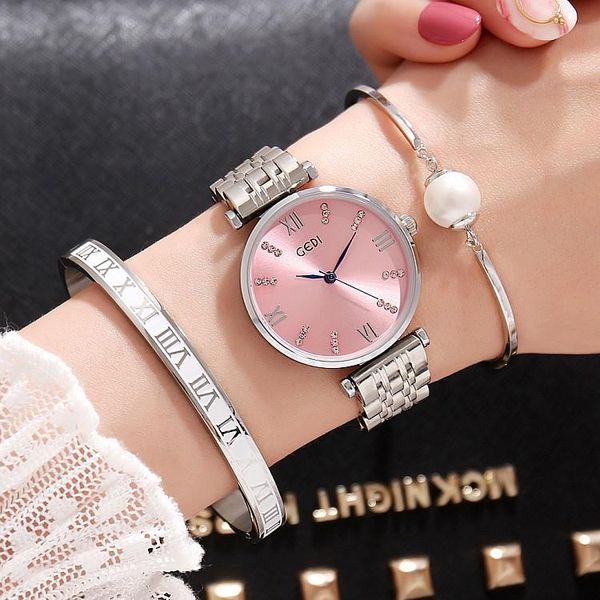 wristwatches gedi fashion rose gold silver women watches ladies quartz watch 3 pieces girl's relogio feminino hodinky, Slivery;brown
wristwatches gedi fashion rose gold silver women watches ladies quartz watch 3 pieces girl's relogio feminino hodinky, Slivery;brown