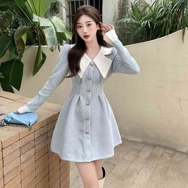 knitting dress ins turn down collar singe breast color contrast stitching spring versatile female a-line dress, Black;gray
knitting dress ins turn down collar singe breast color contrast stitching spring versatile female a-line dress, Black;gray