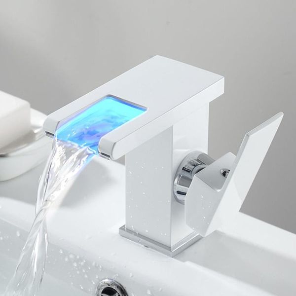 bathroom sink faucets led light faucet, 3 colors changing waterfall spout, cold and water mixer tap, brass body f62a
bathroom sink faucets led light faucet, 3 colors changing waterfall spout, cold and water mixer tap, brass body f62a