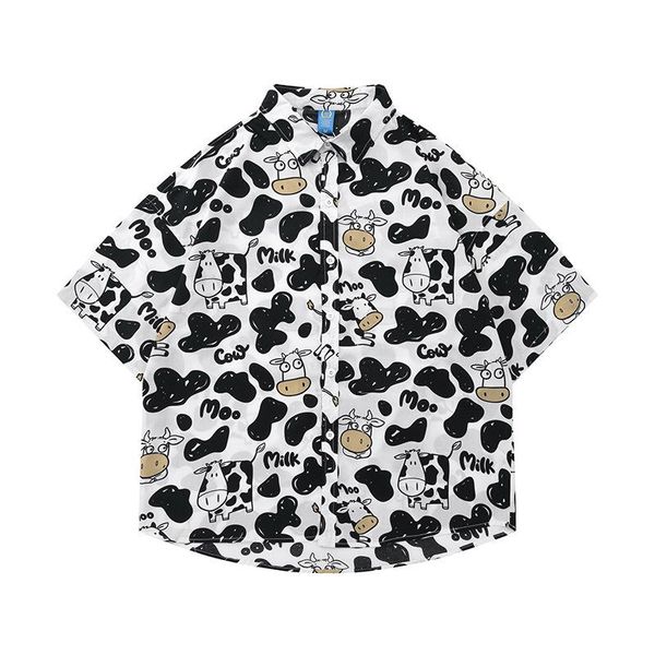 men's casual shirts american style cartoon milk short-sleeved shirt male couple national tide brand lazy jacket ins, White;black
men's casual shirts american style cartoon milk short-sleeved shirt male couple national tide brand lazy jacket ins, White;black