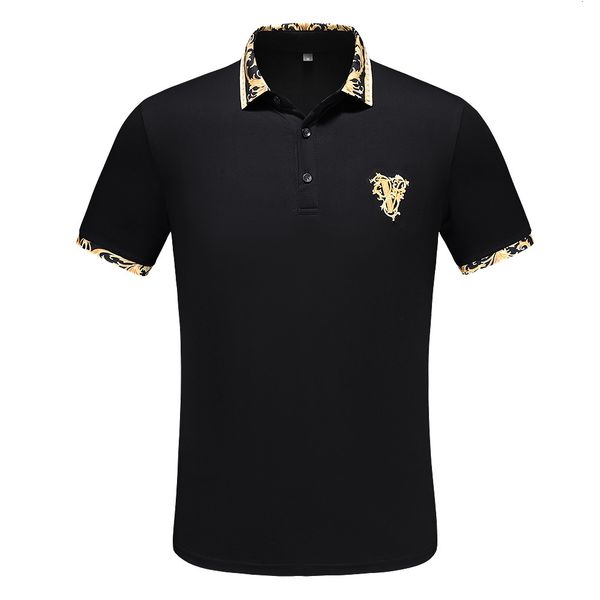 men's polos embroidery short-sleeved polo shirts men's summer british fashion cotton lapel knitted polo shirt kqs9, White;black 
men's polos embroidery short-sleeved polo shirts men's summer british fashion cotton lapel knitted polo shirt kqs9, White;black
