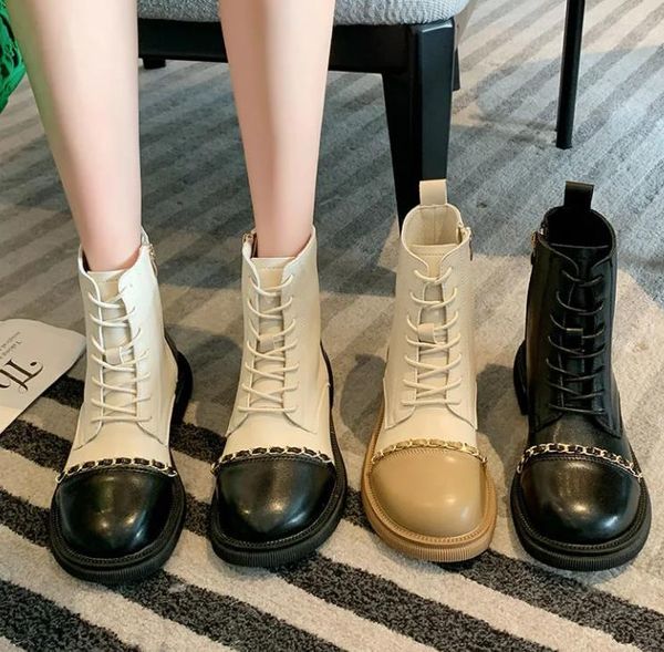 boots autumn winter thick-soled lace-up side zipper skinny short female color matching ankle chunky, Black
boots autumn winter thick-soled lace-up side zipper skinny short female color matching ankle chunky, Black