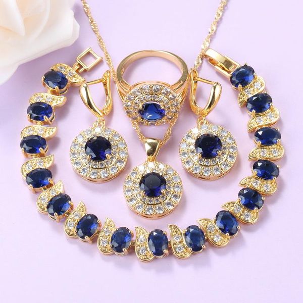 earrings & necklace 2021 fashion gold color round jewelry sets for women wedding costume blue cz bracelet and ring, Silver
earrings & necklace 2021 fashion gold color round jewelry sets for women wedding costume blue cz bracelet and ring, Silver