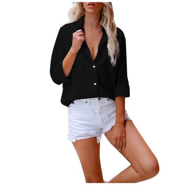 women's blouses & shirts womens and women solid cotton linen bloues shirt long sleeve lapel button blusas mujer de moda 2021, White
women's blouses & shirts womens and women solid cotton linen bloues shirt long sleeve lapel button blusas mujer de moda 2021, White