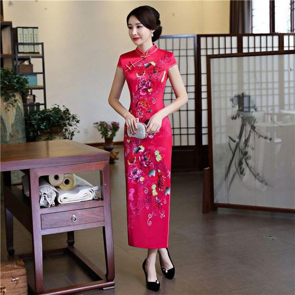 2021 womens spring long cheongsam fashion chinese style lady mandarin collar rayon qipao slim party dress vestido s-3xl, Red
2021 womens spring long cheongsam fashion chinese style lady mandarin collar rayon qipao slim party dress vestido s-3xl, Red