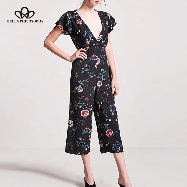 women's jumpsuits & rompers spring women loose print v neck ruffles floral chiffon ladies calf length, Black;white
women's jumpsuits & rompers spring women loose print v neck ruffles floral chiffon ladies calf length, Black;white