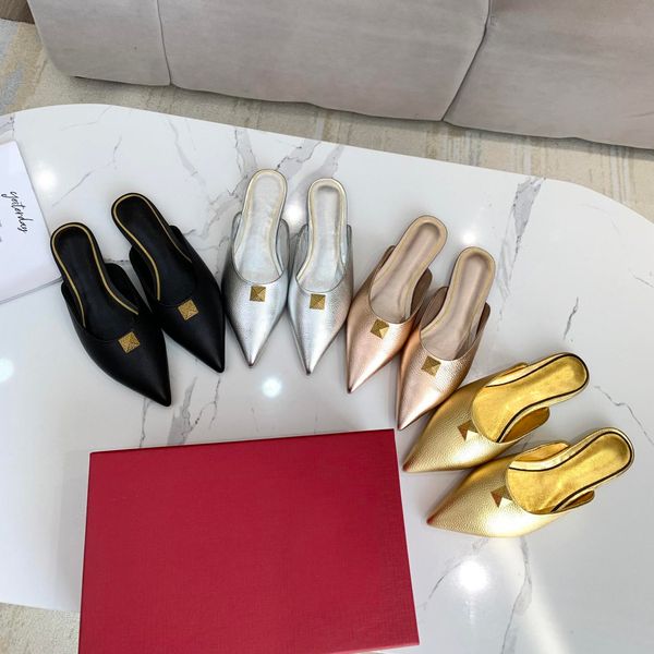spring women sandals pointed flat heel slippers european size 35-42 roman rivet leather with box q-07, Black
spring women sandals pointed flat heel slippers european size 35-42 roman rivet leather with box q-07, Black