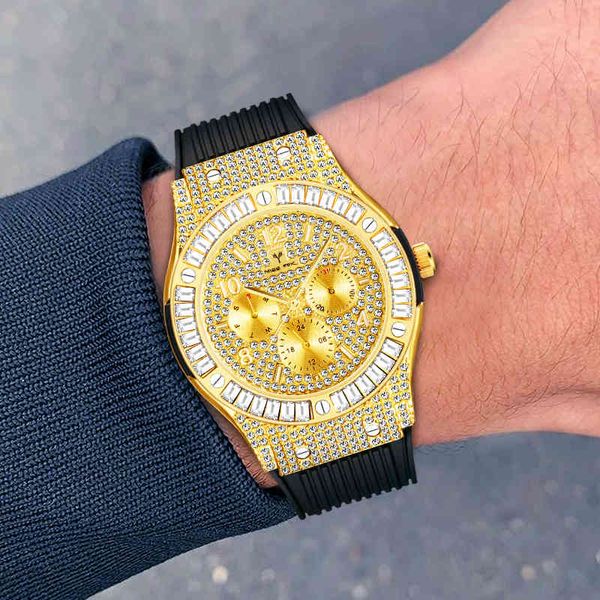 men's watches luxury original brand 2021 ice out diamond dial gold watch chronograph waterproof quartz wristwatch drop, Slivery;brown
men's watches luxury original brand 2021 ice out diamond dial gold watch chronograph waterproof quartz wristwatch drop, Slivery;brown