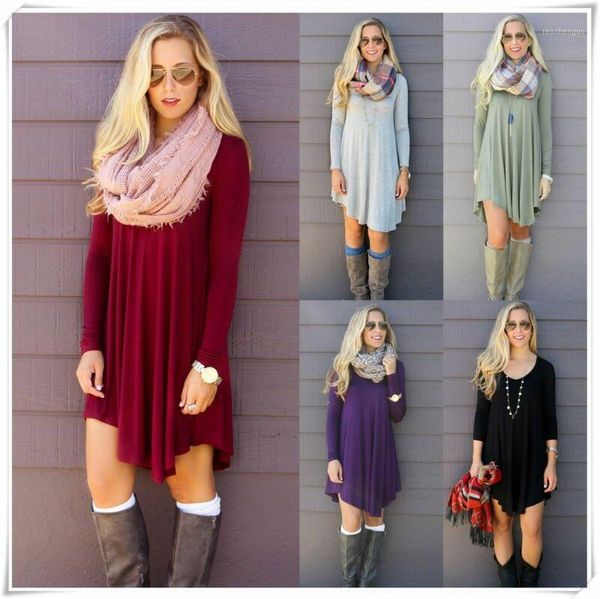 women o-neck long sleeve a-line swing dress casual tunic plus size dresses, Black;gray
women o-neck long sleeve a-line swing dress casual tunic plus size dresses, Black;gray