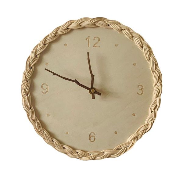 wall clocks 1pc fashion clock home mute hanging decorative weaving
