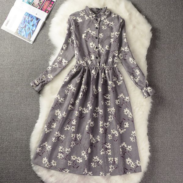 spring autumn women corduroy dress 2021 vintage full sleeve flower print dresses female high elastic waist party vestidos casual, Black;gray
spring autumn women corduroy dress 2021 vintage full sleeve flower print dresses female high elastic waist party vestidos casual, Black;gray