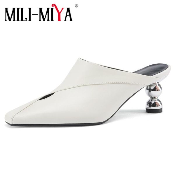 sandals mili-miya runway mules 6cm metal ball high heel concise real cow leather fashion square toe women summer dancing party shoes, Black
sandals mili-miya runway mules 6cm metal ball high heel concise real cow leather fashion square toe women summer dancing party shoes, Black
