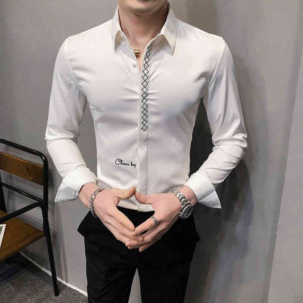t shirts spring 2021 simple embroidery white for men's clothes long sleeve club/graduation smoking shirt homme 3xl tv9k, White;black
t shirts spring 2021 simple embroidery white for men's clothes long sleeve club/graduation smoking shirt homme 3xl tv9k, White;black