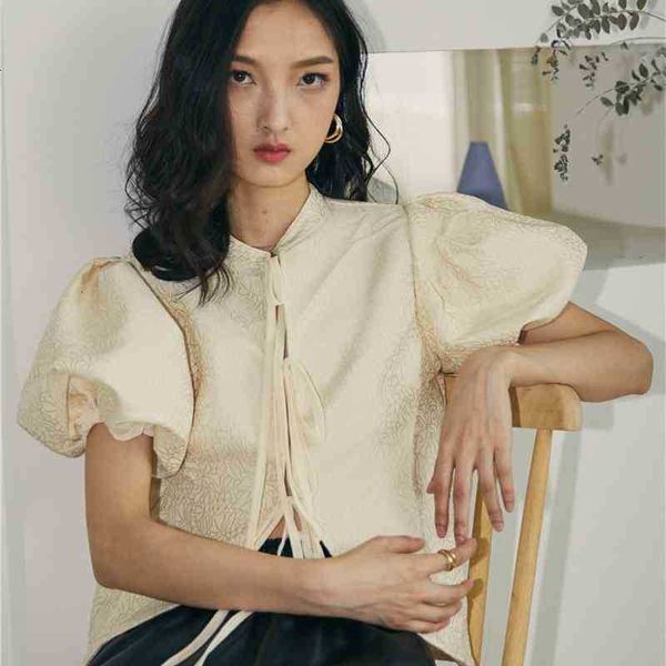 women's knits & tees vintage jacquard tie front crop puff sleeve women s and blouses summer elegant blouse ladies iz2q, White
women's knits & tees vintage jacquard tie front crop puff sleeve women s and blouses summer elegant blouse ladies iz2q, White