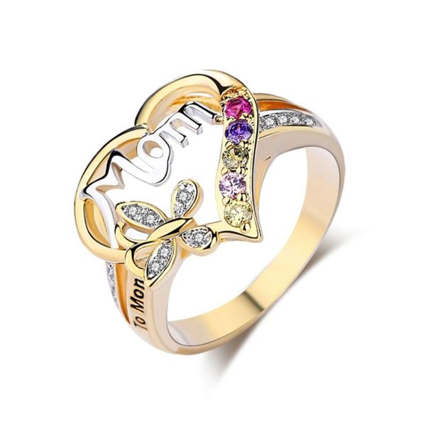 cluster rings gold plating love heart flower mom crystal zircon ring gift for loving on mother's day, Golden;silver
cluster rings gold plating love heart flower mom crystal zircon ring gift for loving on mother's day, Golden;silver