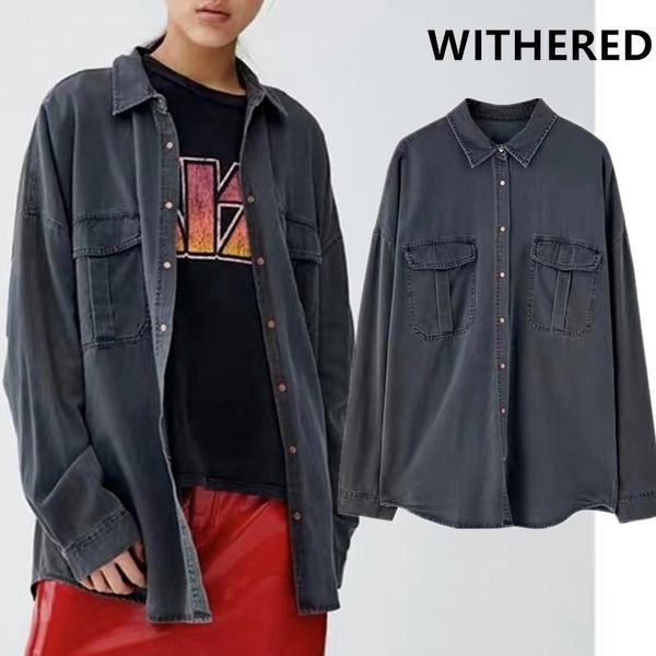 women's blouses & shirts withered 2021 england high street big pockets oversize denim blouse women blusas mujer de moda shirt womens a, White
women's blouses & shirts withered 2021 england high street big pockets oversize denim blouse women blusas mujer de moda shirt womens a, White