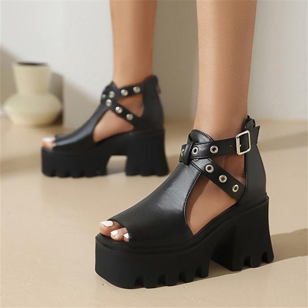 dress shoes pxelena punk rivet buckle peep toe gothic gladiator sandals women platform block chunky high heels thick sole plus size 45, Black
dress shoes pxelena punk rivet buckle peep toe gothic gladiator sandals women platform block chunky high heels thick sole plus size 45, Black