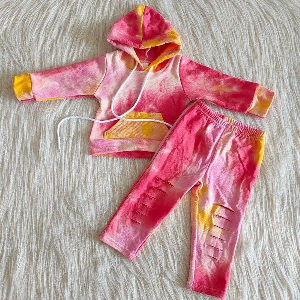 clothing sets fashion boutique baby clothes yellow pink hoodie long-sleeved children's designer ripped pants suit, White
clothing sets fashion boutique baby clothes yellow pink hoodie long-sleeved children's designer ripped pants suit, White