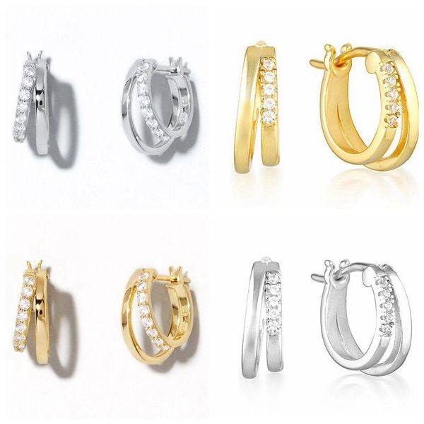 hoop & huggie 925 silver ear buckle irregular double layer earrings for women crystal cz fashion female daily jewelry, Golden;silver
hoop & huggie 925 silver ear buckle irregular double layer earrings for women crystal cz fashion female daily jewelry, Golden;silver