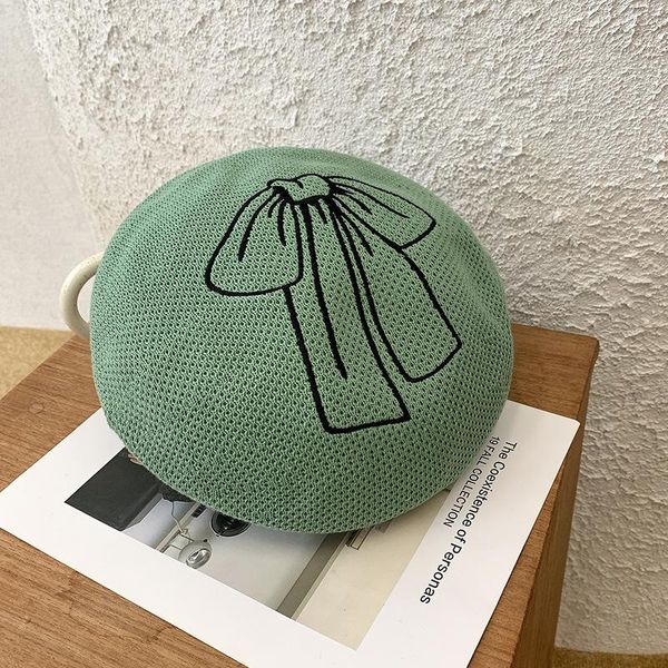 berets 2021 bowknot embroidery knitted beret women's spring and autumn thin wild retro flat-painter hat, Blue;gray
berets 2021 bowknot embroidery knitted beret women's spring and autumn thin wild retro flat-painter hat, Blue;gray