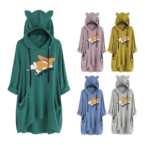 women's hoodies & sweatshirts kawaii womens mid-length loose pullovers ear hat hooded sweatshirt nap qutin casual harajuku streetwear s, Black
women's hoodies & sweatshirts kawaii womens mid-length loose pullovers ear hat hooded sweatshirt nap qutin casual harajuku streetwear s, Black