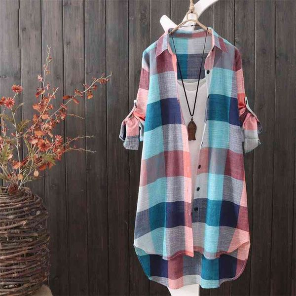 casual medium long jacket summer women checked shirts sunscreen female fashion loose blouse's streetwear coats 210922, Black;brown
casual medium long jacket summer women checked shirts sunscreen female fashion loose blouse's streetwear coats 210922, Black;brown