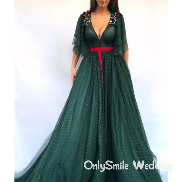 party dresses dark green long evening dress avond jurken half sleeve a line deep v neck formal gowns 2021 arabic women, White;black
party dresses dark green long evening dress avond jurken half sleeve a line deep v neck formal gowns 2021 arabic women, White;black