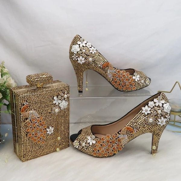 dress shoes champagne gold crystal women sandals open toe bride wedding and bag set peacock flower peep high heels handbag pumps, Black
dress shoes champagne gold crystal women sandals open toe bride wedding and bag set peacock flower peep high heels handbag pumps, Black