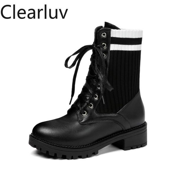 boots female round head square heel knitted striped fashion elastic ankle high heels women, Black
boots female round head square heel knitted striped fashion elastic ankle high heels women, Black