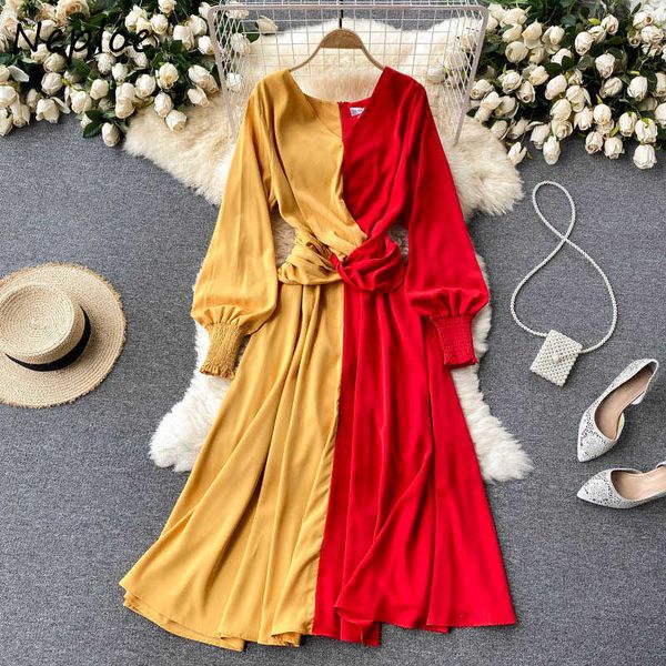 neploe hit color patchwork temperament dress women high waist hip sashes a line vestidos v neck long sleeve robe spring 2021 c0607, Black;gray
neploe hit color patchwork temperament dress women high waist hip sashes a line vestidos v neck long sleeve robe spring 2021 c0607, Black;gray