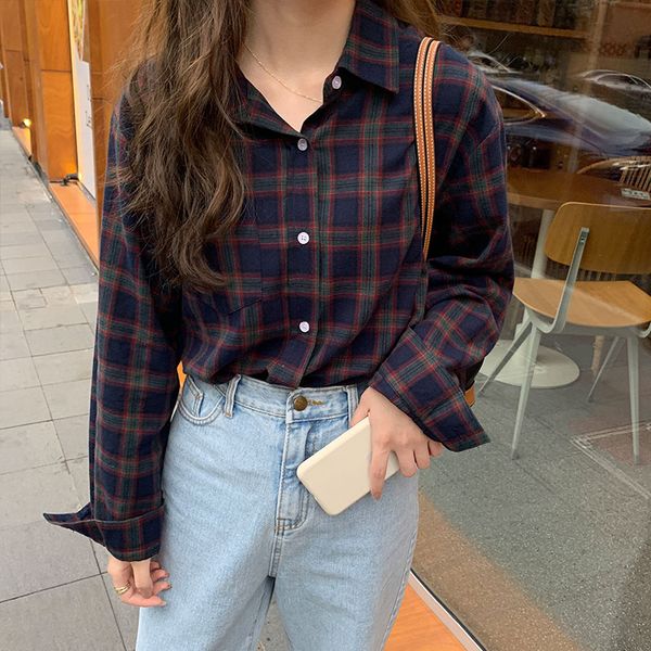 2Colors 2021 autumn plaid shirt korean style long sleeve blouses womens tops and blouse outwear Vintage tops (X1711), White
2Colors 2021 autumn plaid shirt korean style long sleeve blouses womens tops and blouse outwear Vintage tops (X1711), White