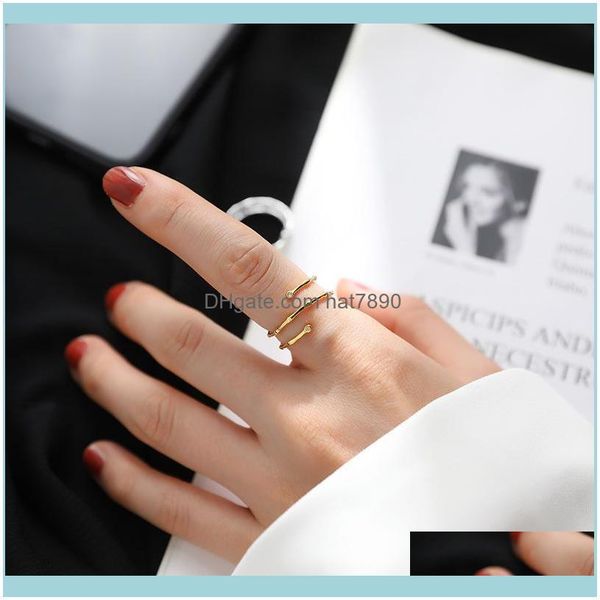 solitaire rings jewelryng s925 sier japanese and korean trendy chaoren with zircon spiral opening bamboo ring headpiece drop delivery, Golden;silver 
solitaire rings jewelryng s925 sier japanese and korean trendy chaoren with zircon spiral opening bamboo ring headpiece drop delivery, Golden;silver