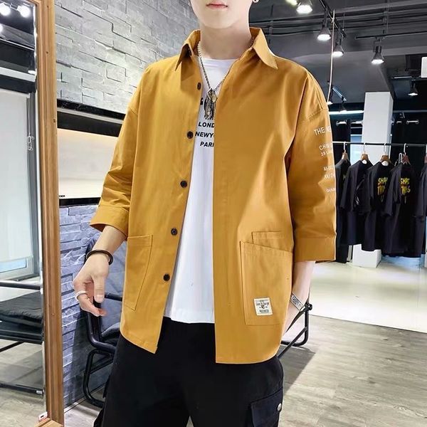 men's shirt casual short sleeve korean fashion handsome inch loose summer 7 / 7 frock coat, White;black
men's shirt casual short sleeve korean fashion handsome inch loose summer 7 / 7 frock coat, White;black