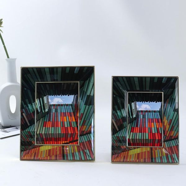 frames 6/7 inch modern european light luxury metal glass po frame living room creative ornaments lu