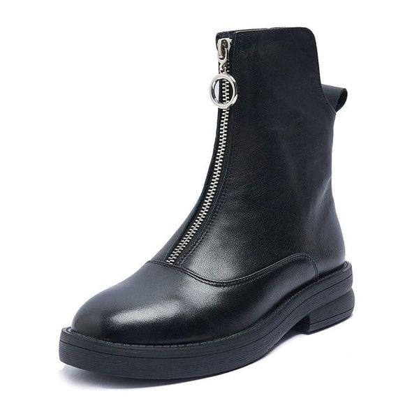 boots ankle genuine leather for women 2021 autumn flat british style woman front zipper short female, Black
boots ankle genuine leather for women 2021 autumn flat british style woman front zipper short female, Black