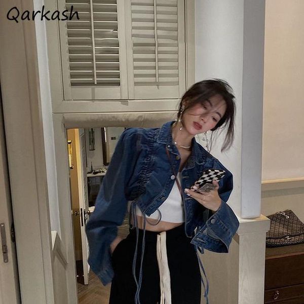 women's jackets basic women cropped pleated lace-up design harajuku streetwear outwear college fashion ladies femme denim vintage, Black;brown
women's jackets basic women cropped pleated lace-up design harajuku streetwear outwear college fashion ladies femme denim vintage, Black;brown
