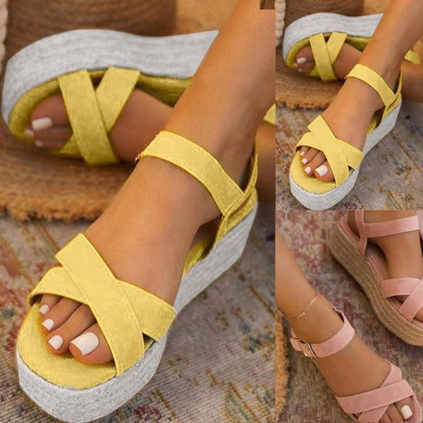 thick bottom women's sandals fashion casual rope solid color platform buckle summer outdoor wedge sandalias, Black
thick bottom women's sandals fashion casual rope solid color platform buckle summer outdoor wedge sandalias, Black