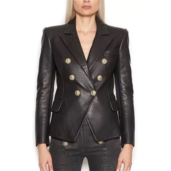 high street est baroque fashion designer blazer jacket women's lion metal buttons faux leather outer coat 210930, White;black
high street est baroque fashion designer blazer jacket women's lion metal buttons faux leather outer coat 210930, White;black