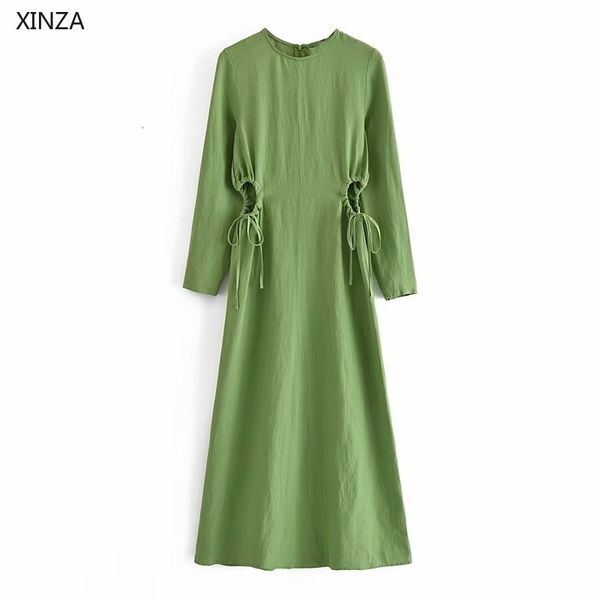 casual dresses women green cut out summer chic adjustable tie vintage long feminine side vents linen ruched vestido u1es, Black;gray
casual dresses women green cut out summer chic adjustable tie vintage long feminine side vents linen ruched vestido u1es, Black;gray