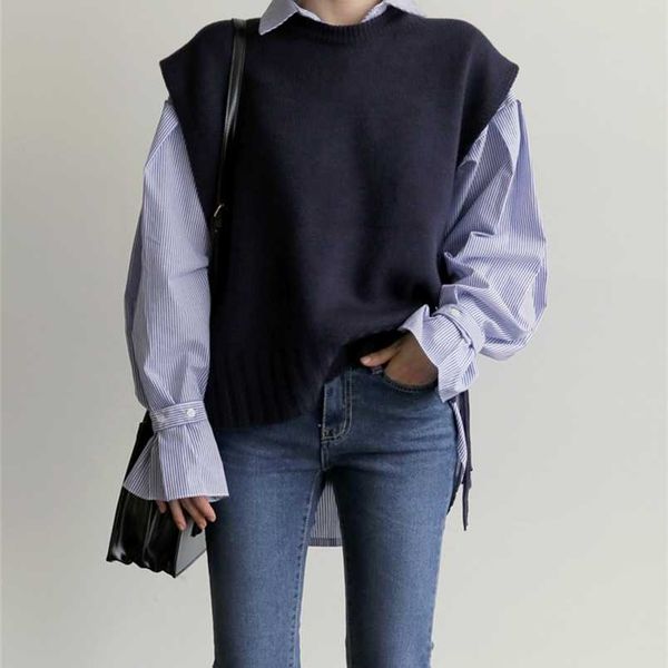 loose sleeveless sweater spring autumn women vest sweaters knitting vest joker knitted vest wool oversize girls pullover 211009, Black;white
loose sleeveless sweater spring autumn women vest sweaters knitting vest joker knitted vest wool oversize girls pullover 211009, Black;white